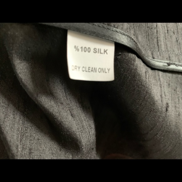 Shiny Black silk dress & short blazer 2 Pc suit pleaded dress with slits US 12 - Picture 16 of 16